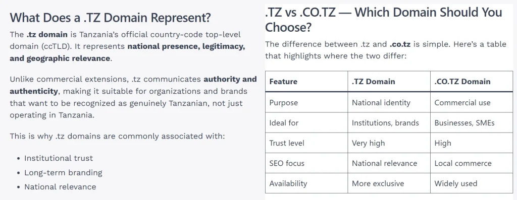 What Does a .TZ Domain Represent?
The .tz domain is Tanzania’s official country-code top-level domain (ccTLD). It represents national presence, legitimacy, and geographic relevance.