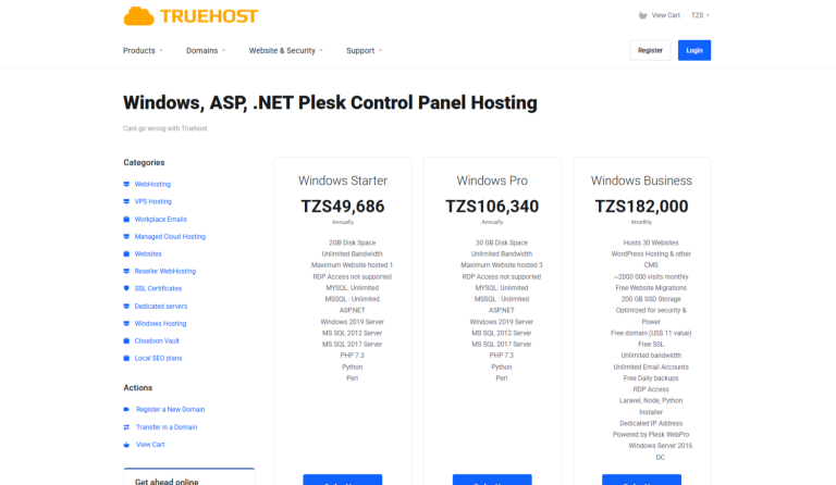 Price Of Windows Hosting in Tanzania: What Truehost Offers & How to Choose the Right Plan