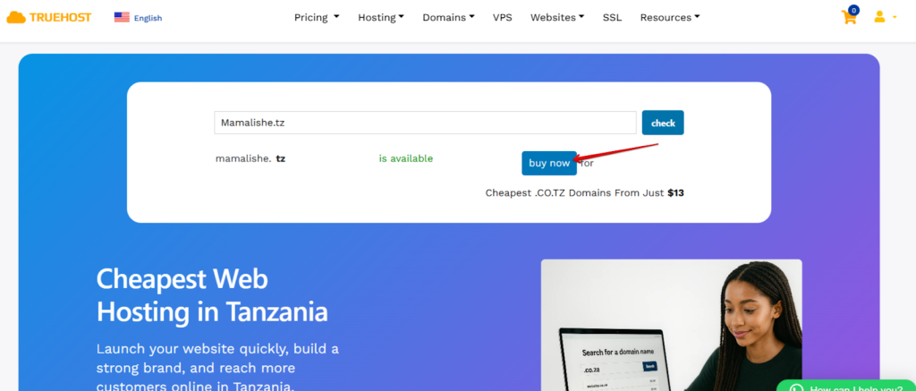 Truehost Domain availability checker tool