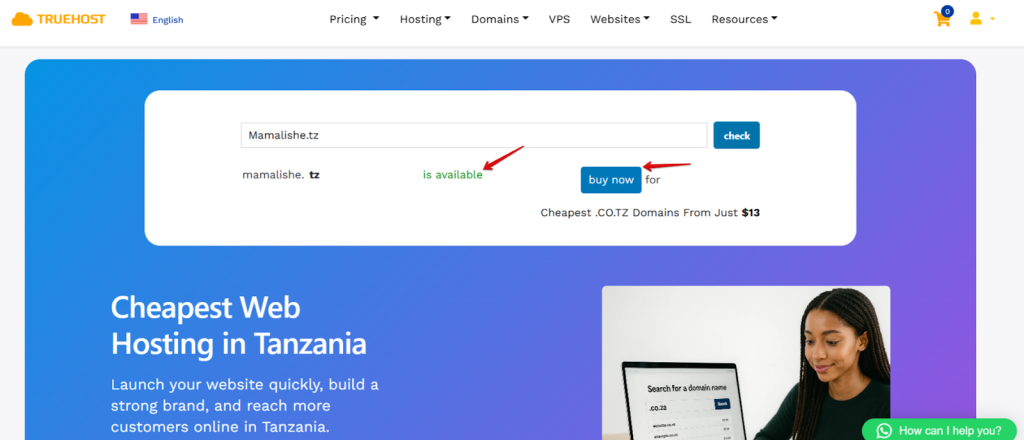 Truehost Domain availability checker tool