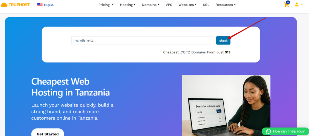 Truehost Domain availability checker tool