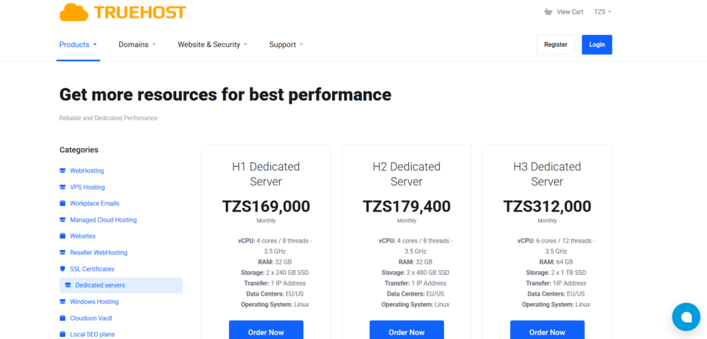 Dedicated web hosting prices