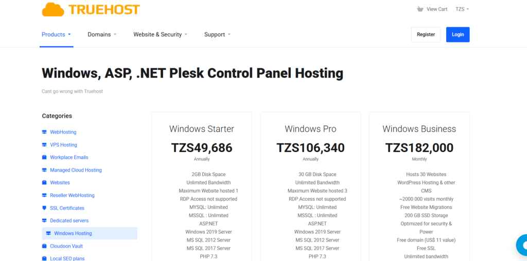 Windows web hosting prices