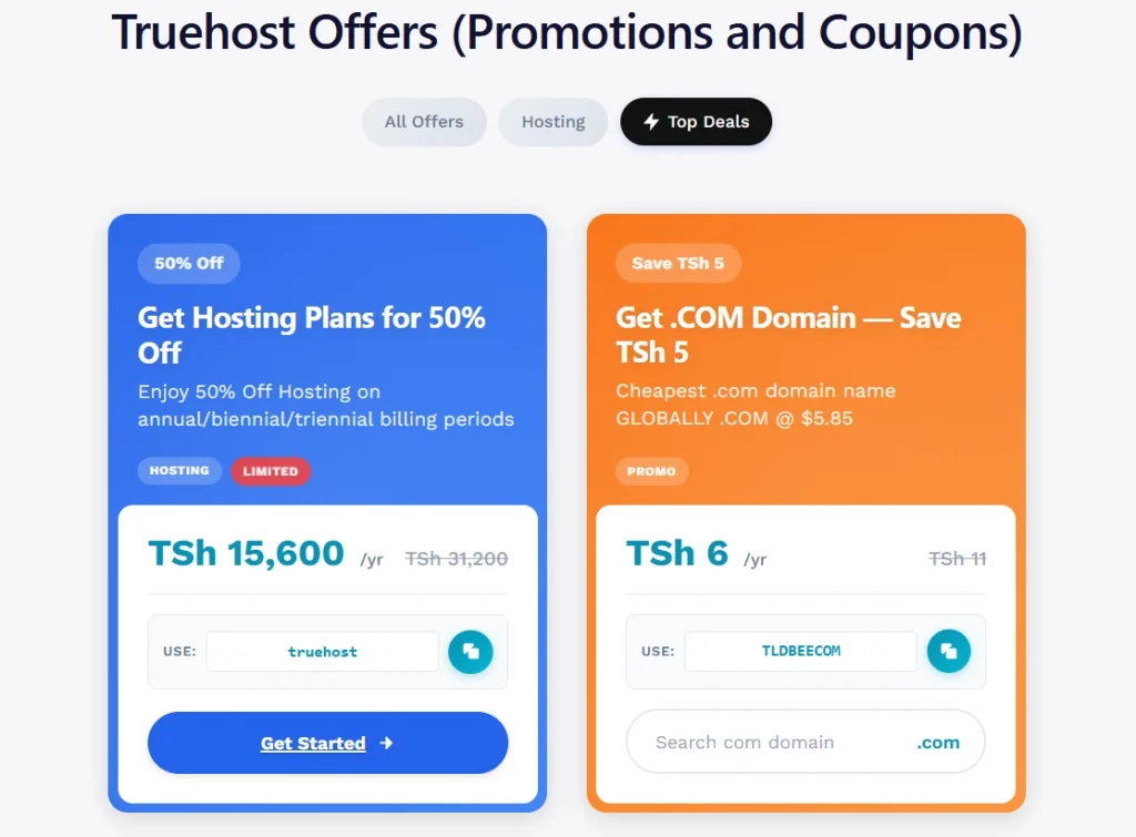 Truehost Offers (Promotions and Coupons)