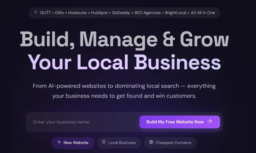 Build, Manage & Grow
Your Local Business
From AI-powered websites to dominating local search — everything your business needs to get found and win customers.
